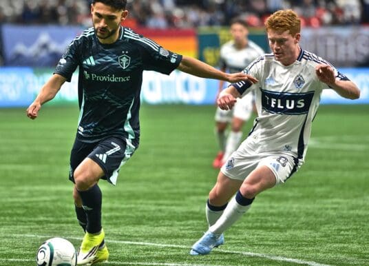 Whitecaps at sea against Sounders
